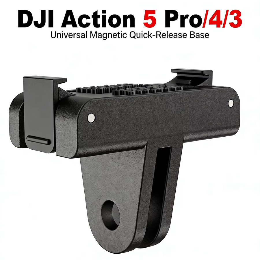 Ronkoen Magnetischer Schnellwechsel-Adapter für DJI Osmo Action 3/4/5 Pro, faltbarer Zweiklauen-Halterungsadapter in Schwarz - Bild 2
