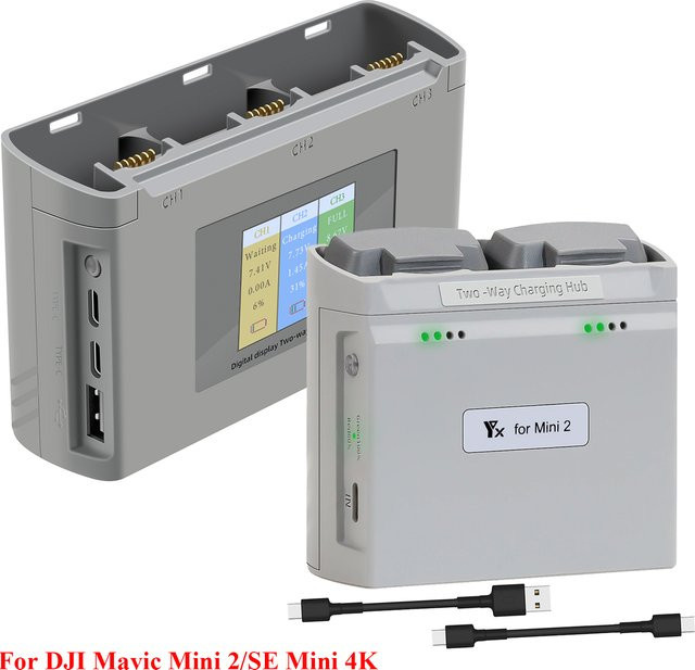 YANHAO 2-Wege-Ladestation für DJI Mavic Mini 2, SE und 4K Drohnen-Akkus - Bild 1