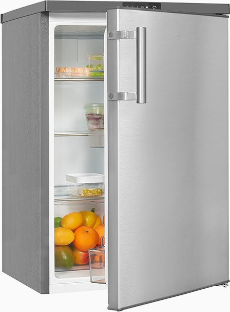 Exquisit KS16-V-HE-011D Vollraumkühlschrank in Silver Inoxlook, H x B x T: 134 x 57,5 x 55 cm - Bild 1