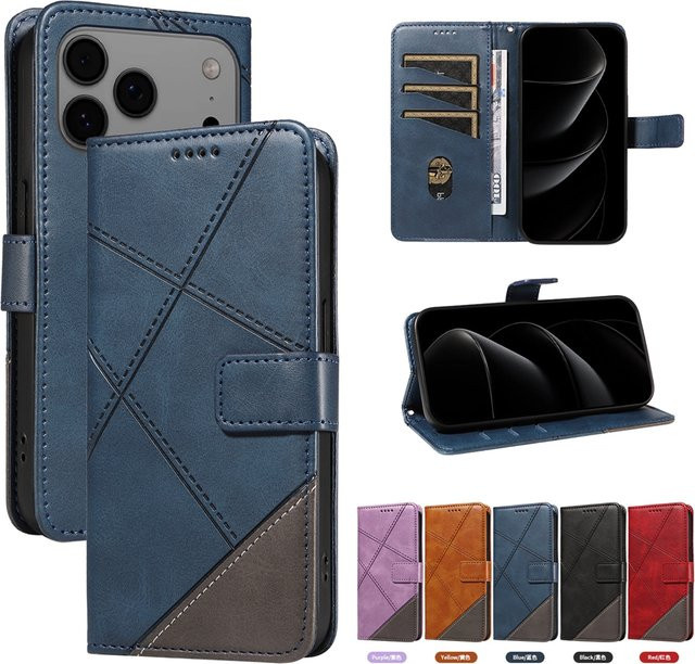 Magnetische Leder-Brieftaschenhülle für iPhone 11 bis iPhone 17 Air in Schwarz - Bild 1