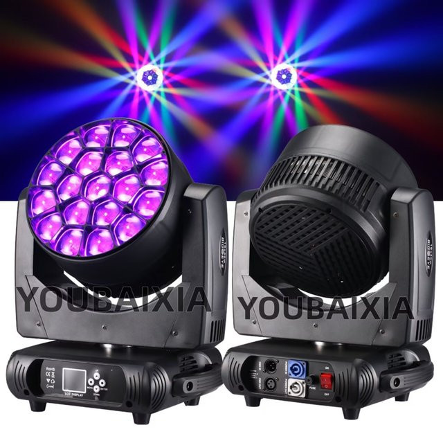 YOUBAIXIA Moving Head Bee Eye mit Ring Beam und Wash Effekt, 19x40W RGB, Schwarz - Bild 1