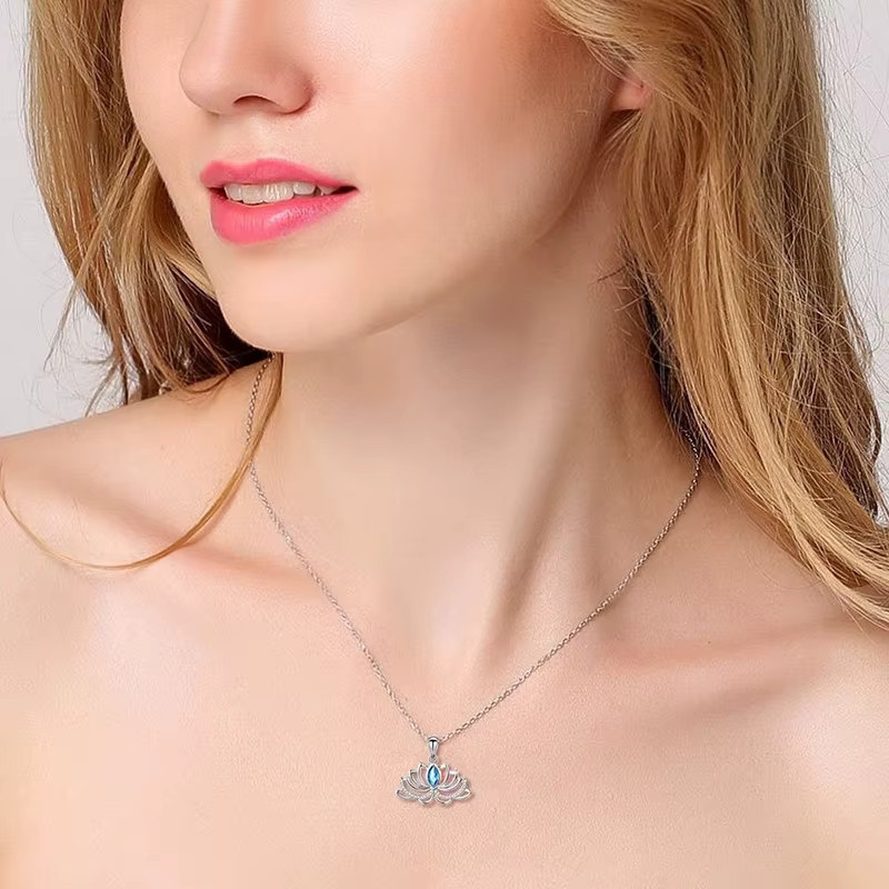 Huitan Anhänger Halskette, Silber, Blau, Zirkonia, Damen - Bild 2