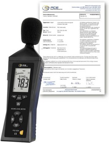 PCE Instruments Schallpegel-Messgerät PCE-322A-ICA in Schwarz, kalibriert (ISO), Datenlogger, 30 - 130 dB, 31.5Hz - 8kHz, Mini-USB, Analog - Bild 1
