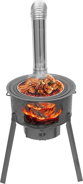 Bymaocar Holzofen aus Stahl mit 3 Brennringen für Outdoor-Camping, BBQ und Garten, B/T/H: 50,0 x 43,0 x 3,0 cm - Bild 1