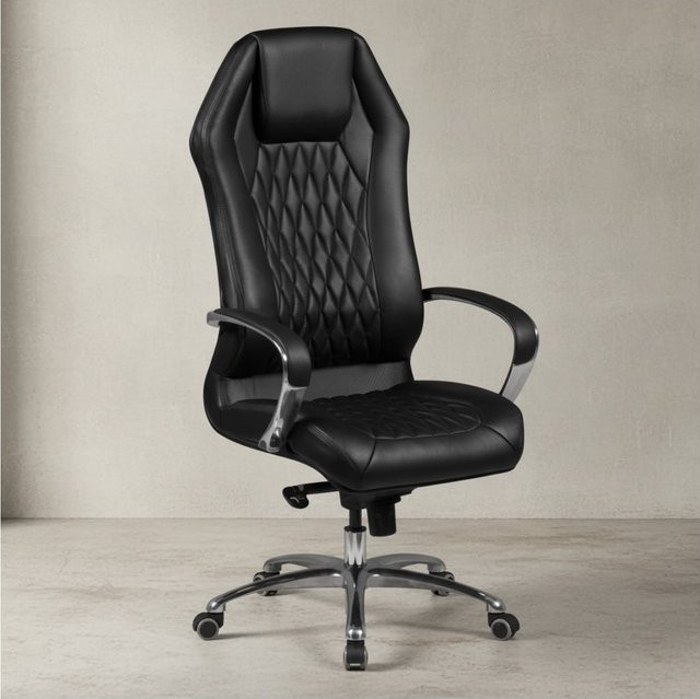 KADIMA DESIGN Chefsessel MILANO aus Echtleder mit Multiblockwippmechanik, Lendenwirbelunterstützung und Aluminiumfußkreuz - Bild 1