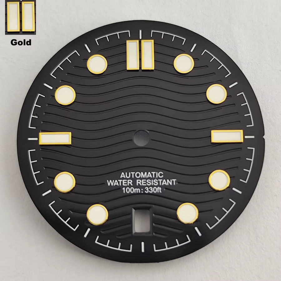 Uhrenzubehör Zifferblatt NH35, 31,5 mm, 6-Uhr-Datumsanzeige, schwarz - Bild 2