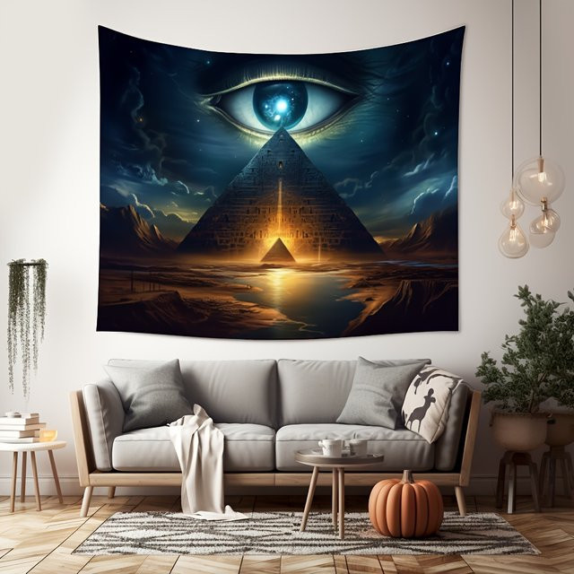 VIKAMA Pyramiden-Wandteppich mit Ägypten-Motiv, Wandbehang in Multicolour, Breite: 95 cm, Höhe: 73 cm - Bild 1