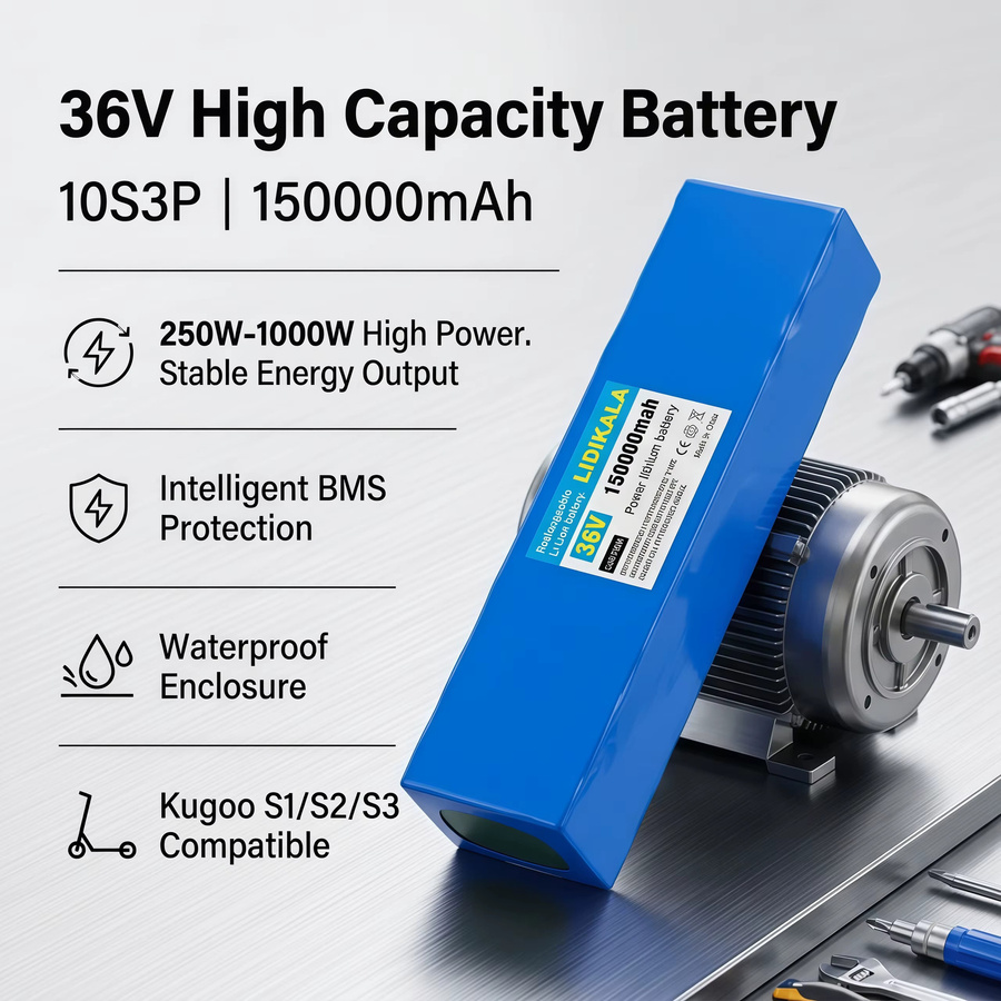 Original M365 Akku 36V 15Ah für E-Scooter mit BMS, 10S3P 18650 Lithium-Ionen-Batteriepack in Blau - Bild 3