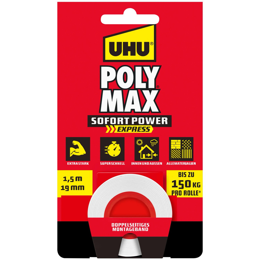 UHU Montageband Poly Max Weiß doppelseitig 1,5 m - Bild 2