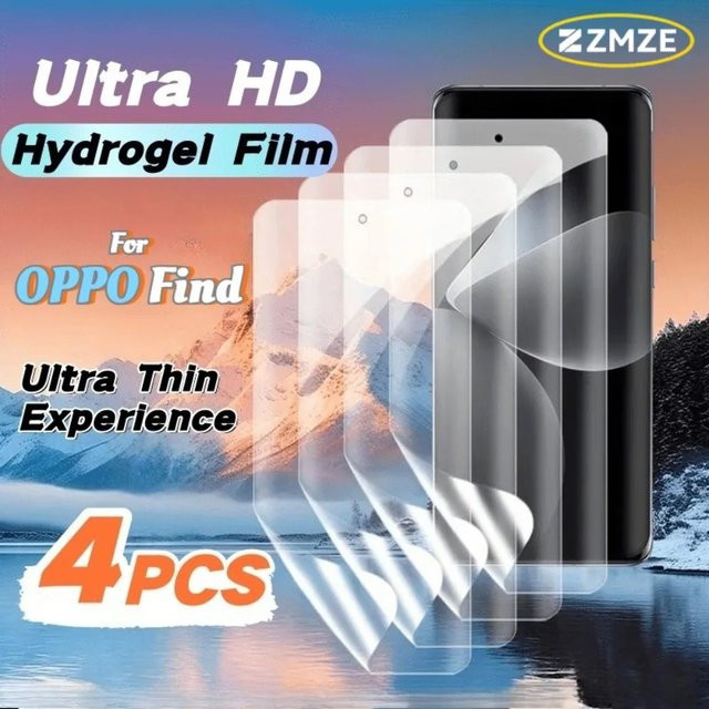 4er-Pack HD Transparente Hydrogel-Displayschutzfolie für OPPO Find X3 X2 Neo X8 X6 X5 X2 Pro X7 Ultra X3 Lite - Bild 1