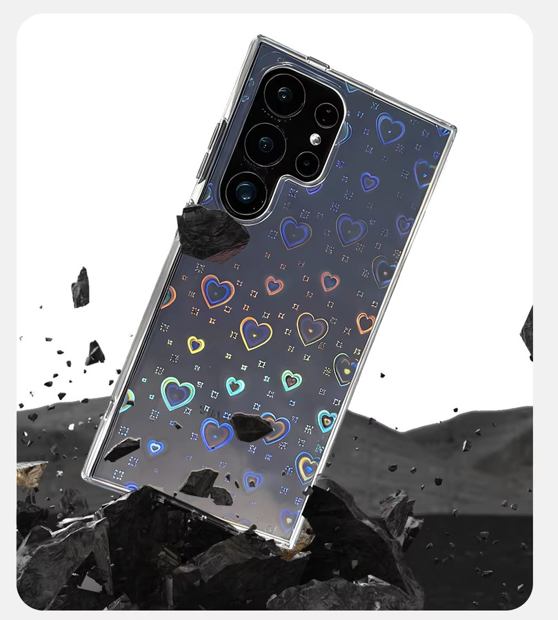 Laser Gradient Love Heart Clear Case für Samsung Galaxy S26 Ultra S25 Plus S24 Ultra S23 FE A56 A55 A54 A17 A26 A36 A06 Transparent Multicolour - Bild 3