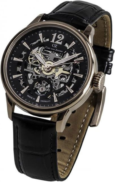 Carl von Zeyten Armbanduhr Automatik, Edelstahl, Leder, Schwarz, 40 mm, Herren - Bild 1