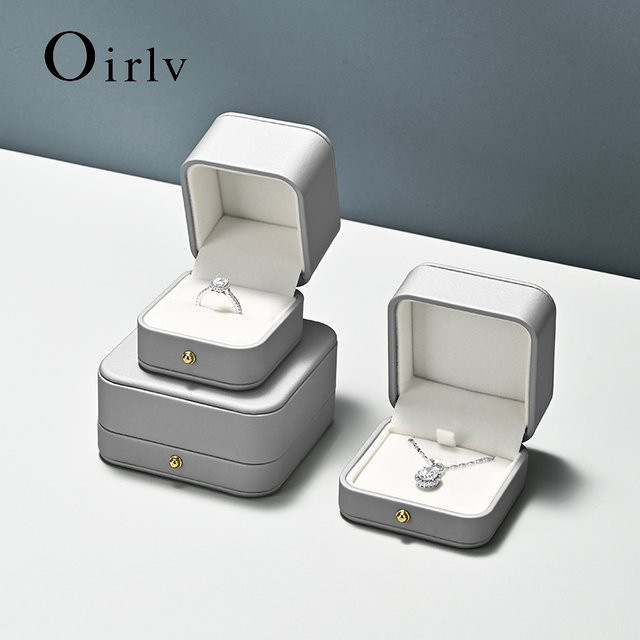 Oirlv Schmuckbox aus Leder in Grau für Ringe, Ohrringe und Halsketten - Bild 1