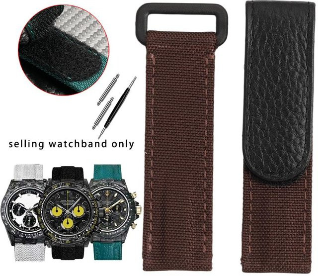 QuirkCart Uhrenarmband Canvas-Nylon, 20mm, braun, Herren - Bild 1
