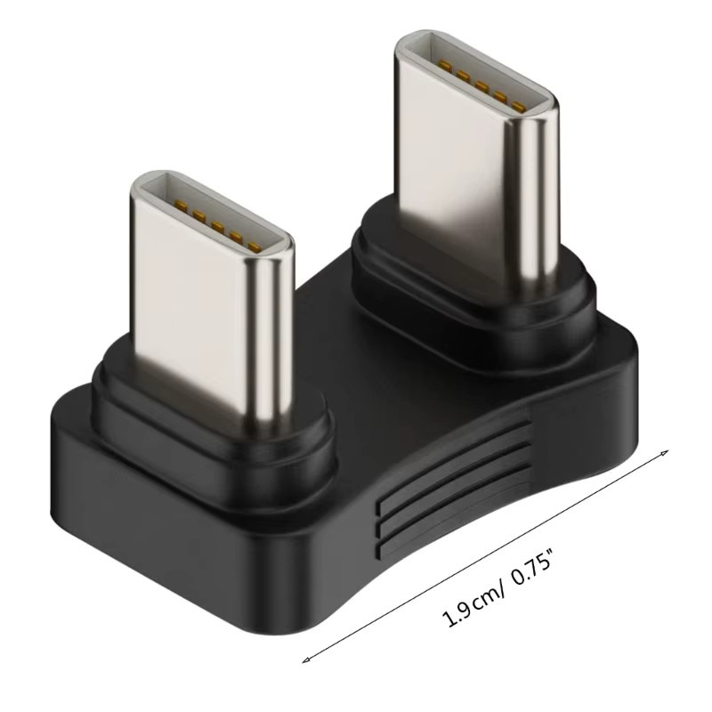 USB-C-Adapter 180 Grad abgewinkelt, Stecker auf Stecker, PD 65 W Lade-Adapter und Datenübertragung, Schwarz - Bild 4