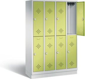 C+P Spind Classic doppelstöckig mit 8 Türen, Korpus Lichtgrau und Front Viridingrün, H x B x T: 180 x 119 x 50 cm - Bild 1