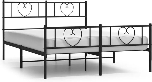 vidaXL Bettgestell aus Metall mit Kopf- und Fußteil in Schwarz, B/T/H: 150 x 200 x 90 cm - Bild 1