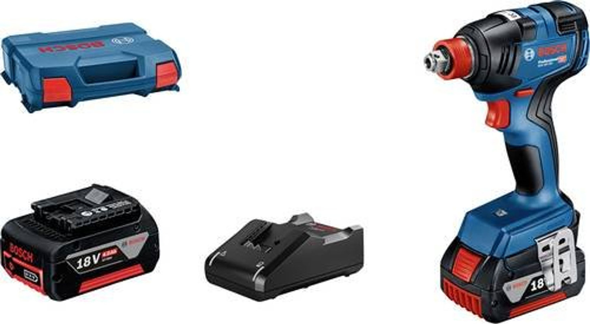 Bosch Professional GDX 18V-200 Akku-Drehschlagschrauber Set mit 2x 4.0Ah Akkus und Ladegerät in Blau/Schwarz - Bild 2