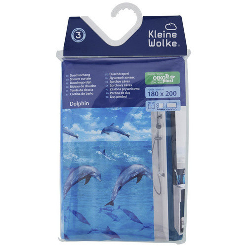 Kleine Wolke Duschvorhang Dolphin mit Tiermotiv in Weiß und Blau, B/H: 180 x 200 cm - Bild 2