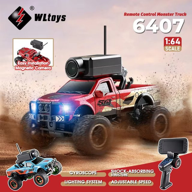Wltoys 6407 Mini FPV RC-Rennwagen, 1:64, mit Kamera und Monitor, WLAN-App-Steuerung - Bild 1