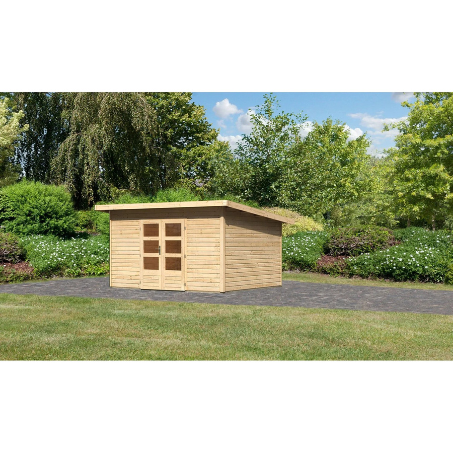Karibu Holz-Gartenhaus Karlskoga 4 mit Pultdach in Natur, B/T: 365 x 305 cm - Bild 2