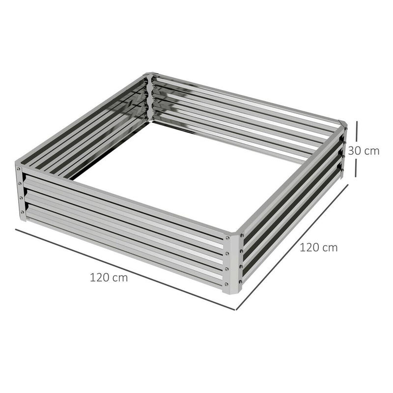 Outsunny Hochbeet aus verzinktem Stahl in Silber, B/H/L: 120 x 30 x 120 cm - Bild 4