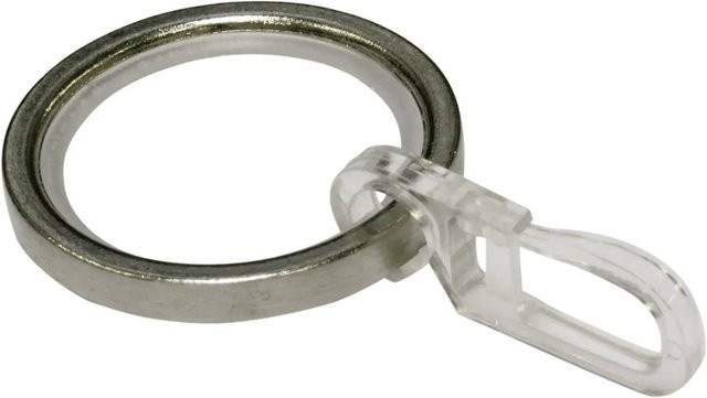 Schöner Wohnen Gardinenringe aus Edelstahl mit Gleiteinlage und Faltenlegehaken, 10 Stück, Silber - Bild 1
