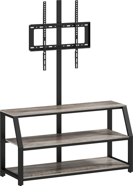HOMCOM TV-Möbel in Grau mit Metallrahmen und 2 offenen Ablagen, TV-Schrank für Fernseher bis 183 cm, Breite: 110 cm - Bild 1