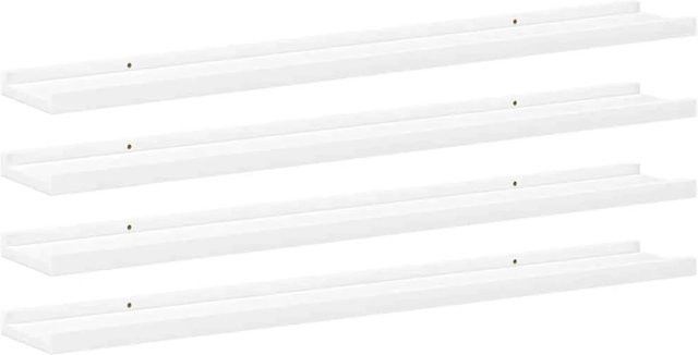 vidaXL Wandregale 4er Set Weiß, B: 100 cm, H: 9 cm, T: 3 cm - Bild 1