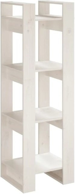 vidaXL Bücherregal und Raumteiler aus Massivholz Kiefer in Weiß, B/T/H: 41 x 35 x 125 cm - Bild 1