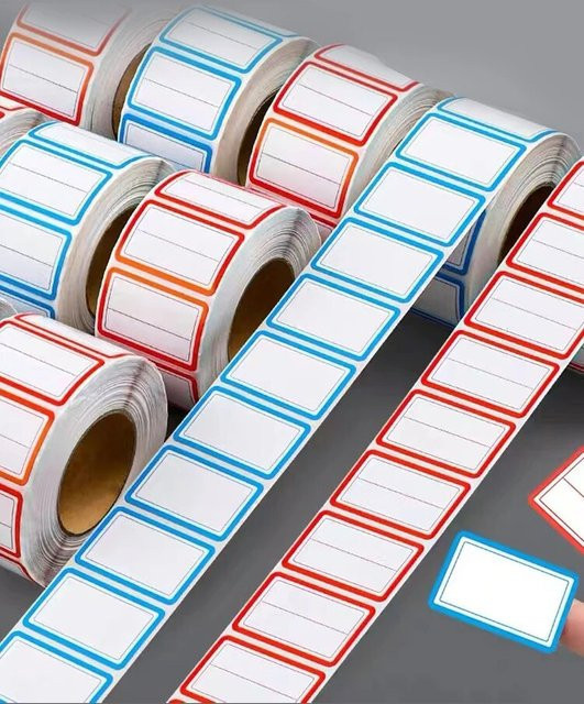 Bunte Namensschild-Etiketten aus Papier für Büro, Schule und Zuhause, 1000 Stück, Multicolor und Blau, B/H: 8,89 x 5,72 cm - Bild 1