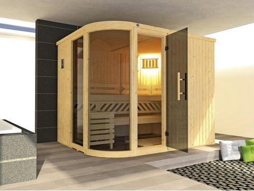 Weka Designsauna Sara 2 mit Ofen 9,0 kW in Beige/Braun, B/H/T: 244 x 199 x 194 cm - Bild 3