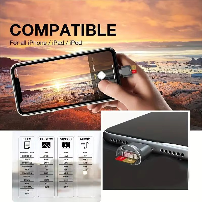 2er-Set Lightning OTG Kartenleser für Apple iPhone und iPad, SD TF Micro SD Speicheradapter in Silber - Bild 5