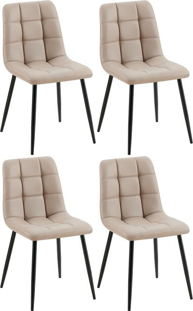CLP 4er Set Esszimmerstühle Antibes in Beige aus gestepptem Kunstleder - Bild 1