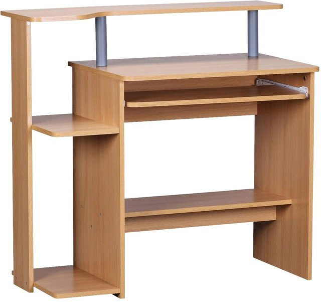 Computertisch Wohnling in Buche Nachbildung, Braun, B/H/T: 94 x 48,5 x 90,5 cm - Bild 1
