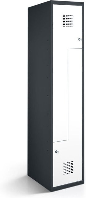 rotstahl Z-Spind mit 2 Türen, Korpus Anthrazitgrau und Türen Weiß, B/T/H: 40 x 50 x 180 cm - Bild 1