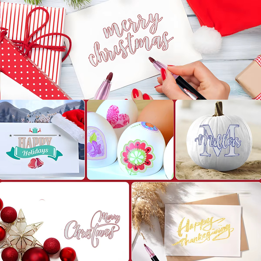 Kolorowys Metallic Marker Set mit Double Line Outline Effekt, Glitzer Zeichenstifte in Multicolour für kreative Gestaltung und Weihnachtskarten - Bild 2