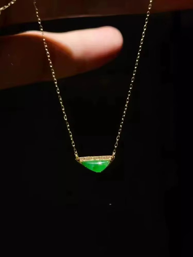 Halskette mit Wassertropfen-Charm-Anhänger, Grün, Kristall, Zirkonia, Damen - Bild 1
