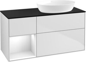 V&B Waschtischunterschrank Finion mit Wandbeleuchtung, Weiß lackiert, Breite: 120 cm, Tiefe: 50,1 cm, Höhe: 50,1 cm - Bild 1