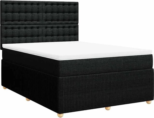 vidaXL Boxspringbett mit Matratze Schwarz, Hybrid-Bett mit USB-Ladeport und Unterbettbeleuchtung, B/T/H: 160 x 200 x 140,5 cm - Bild 1