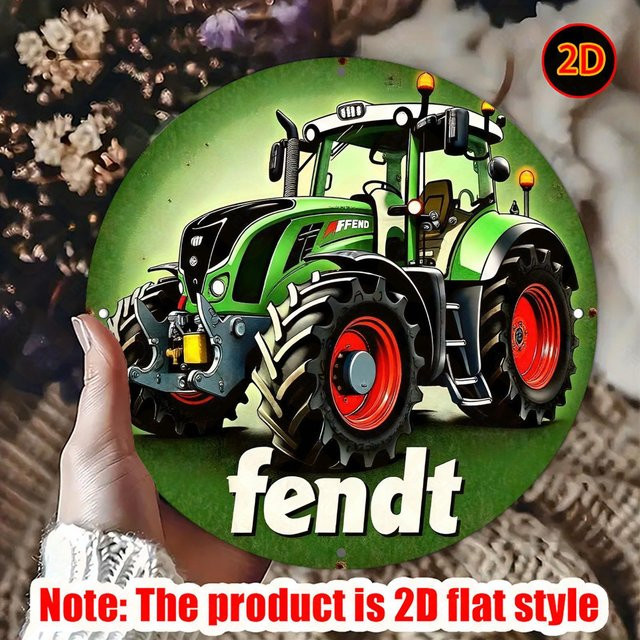 Potdemiel Fendt Traktor Metallschild im Vintage-Stil als runde 2D-Wandkunst aus Aluminium, Durchmesser: 20 cm - Bild 1