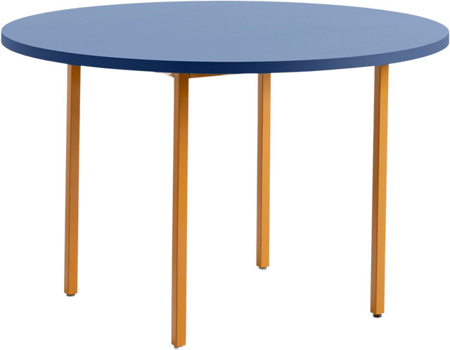 HAY Two Colour Rundtisch aus Valchromat in Blue und Multicolour mit vier Beinen - Bild 1