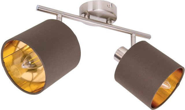 Näve Wand- und Deckenleuchte 2-flammiger Spot in Braun und Gold aus Metall und Textil B/H/T: 12 x 20,7 x 46 cm - Bild 1