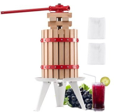 VEVOR Obstweinpresse mit Massivholzkorb und 8 Blöcken, manuelle Saftpresse für Apfelwein, Trauben und Olivenöl, 6,7 l - Bild 1