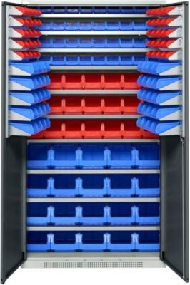 SSI Schäfer Genius Magazinschrank Serie PROFI mit Sichtlagerkästen, anthrazitgrau/lichtgrau, B/T/H: 105,5 x 52,0 x 195,0 cm - Bild 1