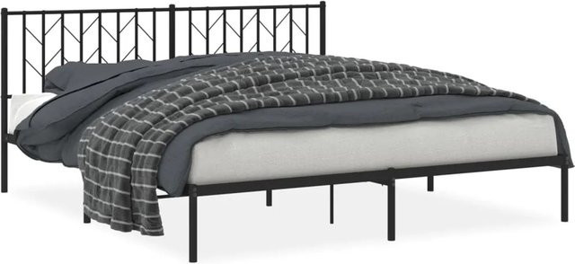 vidaXL Bettgestell aus Metall mit Kopfteil in Schwarz, B/T: 180 x 200 cm - Bild 1