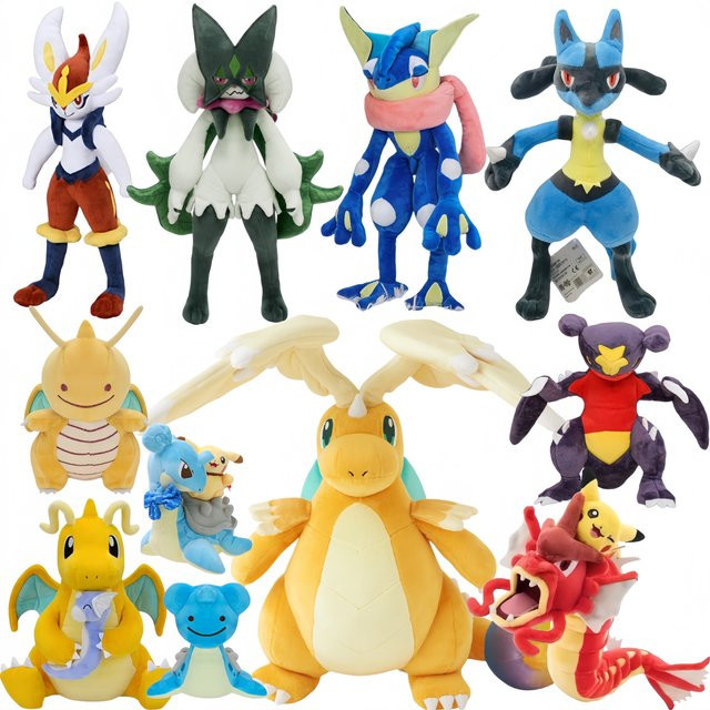 Aoger Pokémon Plüschpuppen, Pikachu, Lapras, Garchomp, Lucario, Greninja, Gengar, Mega Super Evolution Dragonite - Bild 1