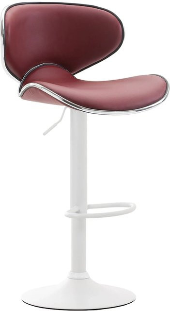 2er Set Barhocker DELUKE FAMIR aus Kunstleder in Bordeauxrot und Weiß mit Lehne, B/T/H: 46 x 49 x 88 cm - Bild 1