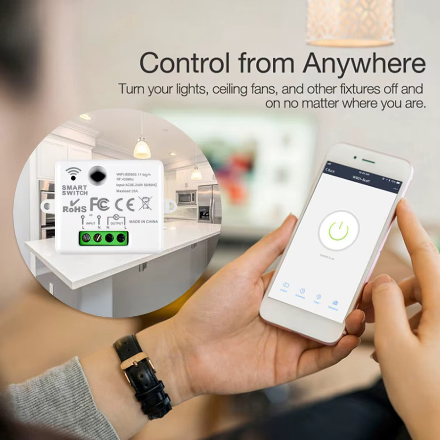 Cenfaya Tuya Smart WLAN Lichtschalter 3-Wege, weißer Wandschalter mit RF 433MHz und Smart Life App Steuerung für Alexa und Google Home, 220V - Bild 2