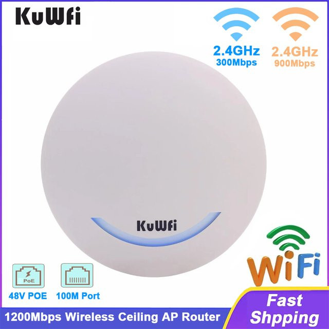 KuWFi Dualband Wireless WiFi Router und Access Point in Weiß mit 1200 Mbit/s, 2,4 G und 5,8 G sowie 100 Mbit/s RJ45 Port und 48 V POE Unterstützung - Bild 1